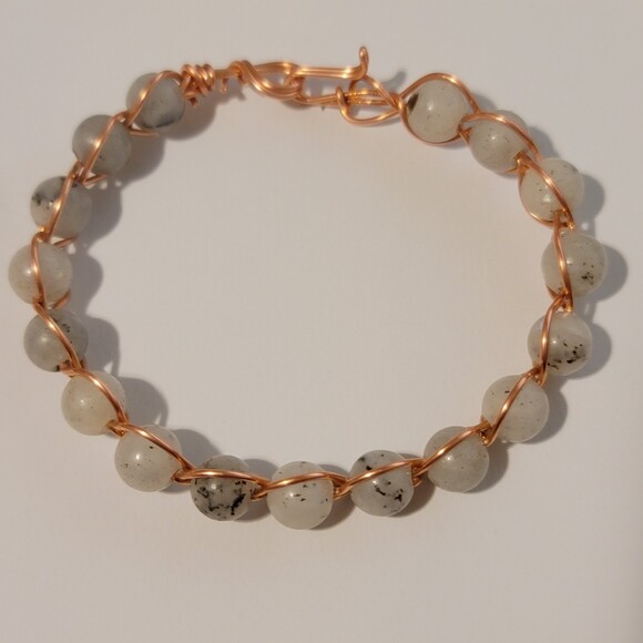 Copper Labradorite Wire Wrapped Bracelet - Picture 5 of 6